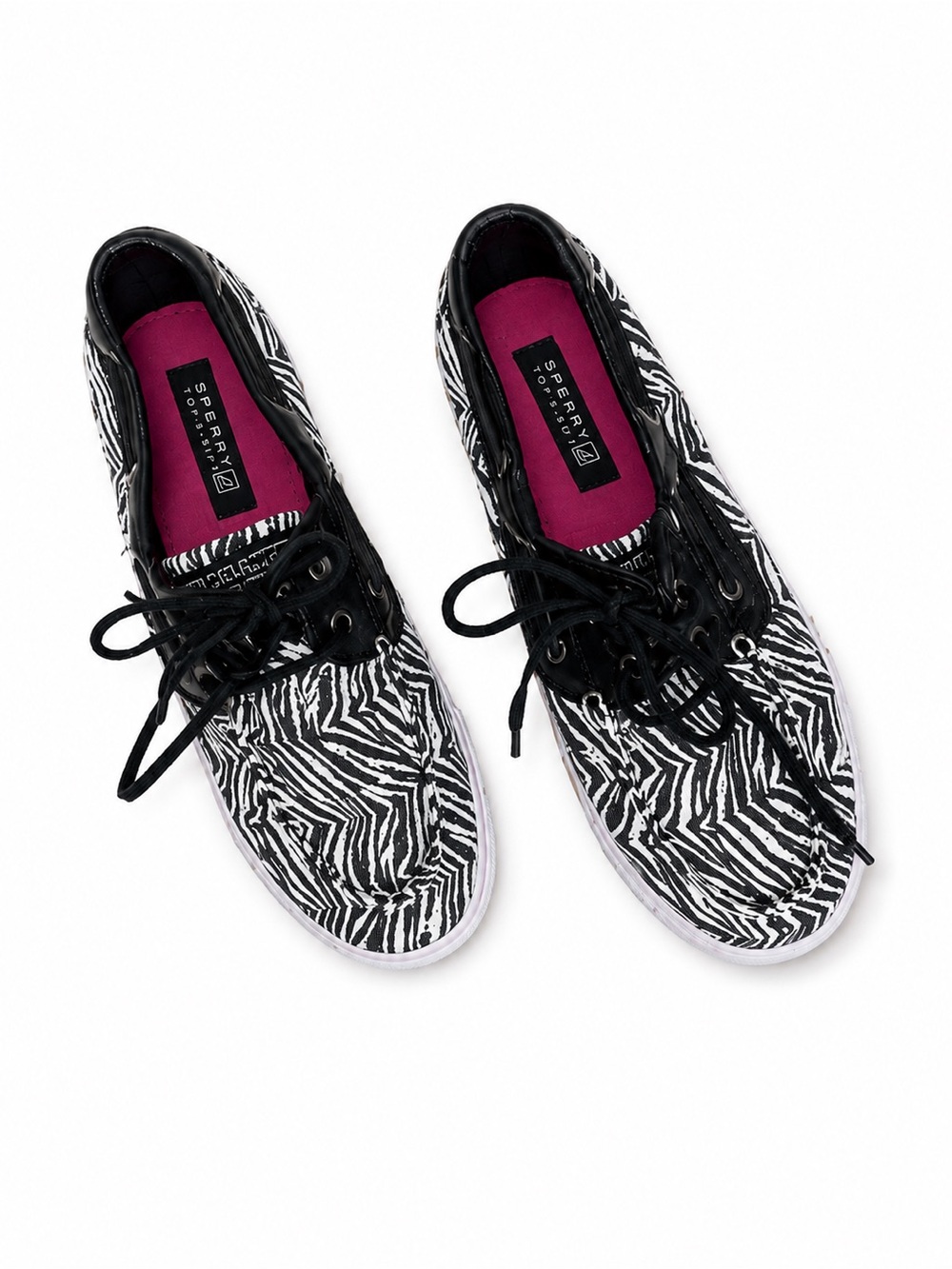 Sperry Zebra Sequin Boat Shoes Girls Size 5 Black White Sparkle Preppy Cute